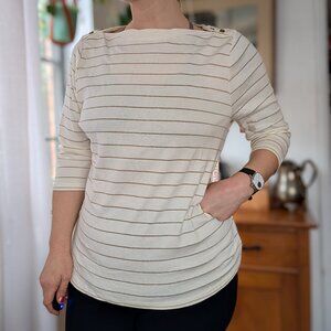 Shimmerstravaganza Ralph Lauren - gold metallic stripe boat neck 3/4 sleeve - 1X